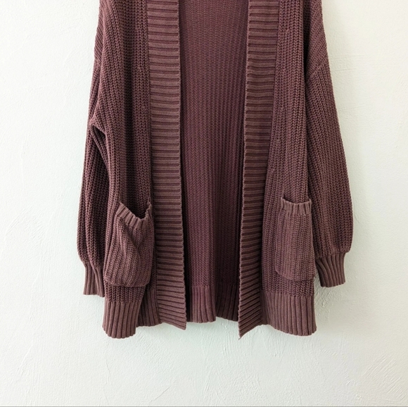 Aerie Burgundy Chunky Knit Oversized Open Front Cardigan Sweater Size XS/S - Picture 3 of 9